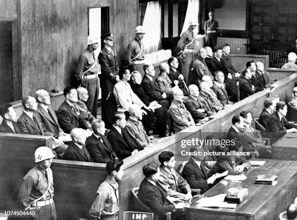 International Military Tribunal in Tokyo, Japan in May 1946. Since the beginning of 1946, a war crimes trial against 26 Japanese politicians and...