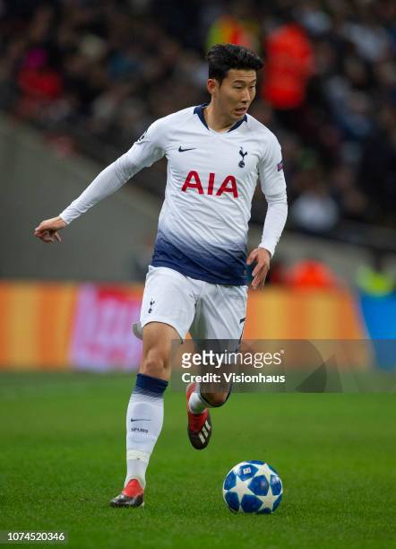 Son Heung-min of Tottenham Hotspur during the Group B match of the UEFA Champions League between Tottenham Hotspur and Inter Milan at Wembley Stadium...