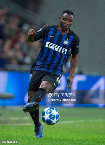 Kwadwo Asamoah of FC Internazionale during the Group B match of the UEFA Champions League between Tottenham Hotspur and Inter Milan at Wembley...