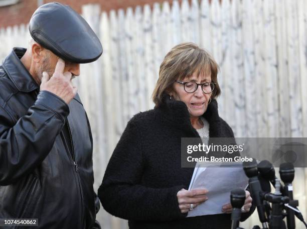 With her husband Giovanni DiPierro by her side, Maureen DiPierro reads their family's statement about their niece, Ersilia Cataldo Matarazzo, in...