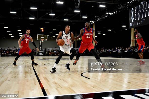 Jordan McRae of the Capital City Go-Go handles the ball against the Agua Caliente Clippers during the NBA G League Winter Showcase at Mandalay Bay...