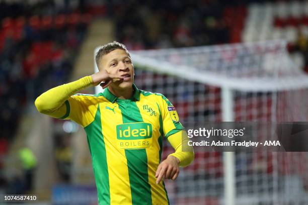 Dwight Gayle of West Bromwich Albion celebrates after scoring a goal to make it 0-4 during the Sky Bet Championship match between Rotherham United...
