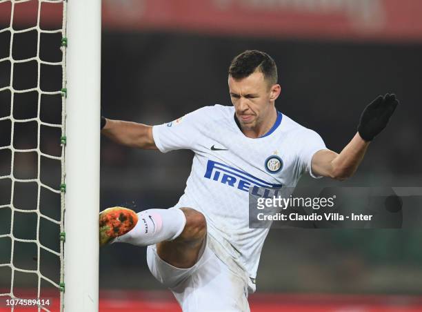 Ivan Perisic of FC Internazionale celebrates after scoring the opening goal during the Serie A match between Chievo Verona and FC Internazionale at...