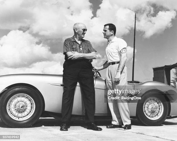 Erwin ÒCannonballÓ Baker , the first Commissioner of NASCAR, chats with actor Jackie Cooper, one of the original ÒOur GangÓ members when he was a...