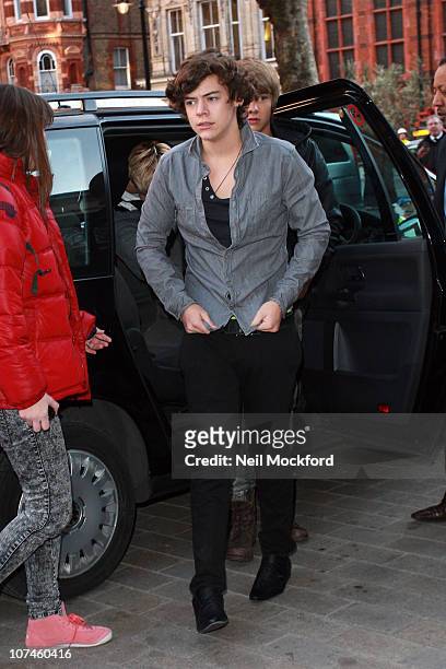 Harry Styles arrives for the X Factor press conference at The Connaught Hotel on December 9, 2010 in London, England.