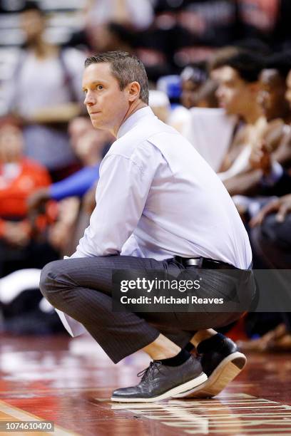 Head coach Mike White of the Florida Gators looks on against the Florida Gulf Coast Eagles during the Orange Bowl Basketball Classic at BB&T Center...