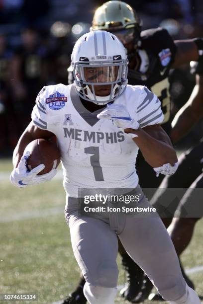 Memphis Tigers wide receiver Tony Pollard carries the ball during the Birmingham Bowl between the Memphis Tigers and the Wake Forest Demon Deacons on...