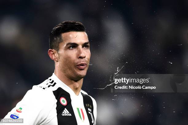 Cristiano Ronaldo of Juventus FC spits during the Serie A football match between Juventus FC and AS Roma. Juventus FC won 1-0 over AS Roma.