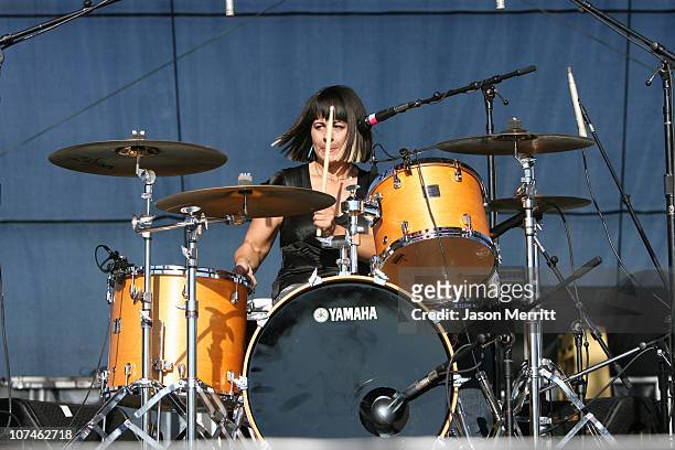 Janet Weiss of Sleater-Kinney during Vegoose Music Festival 2005 - Day 2 - Sleater-Kinney at Sam Boyd in Las Vegas, Nevada, United States.