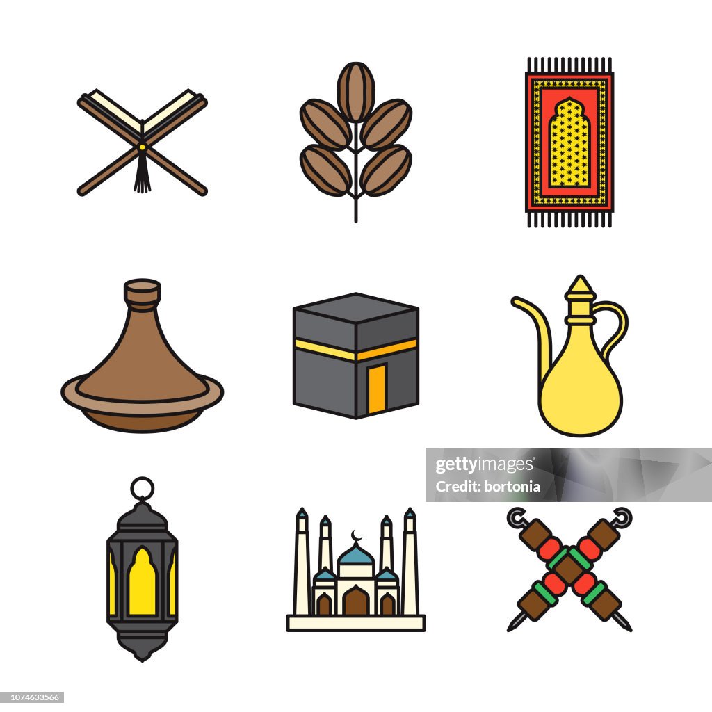 Ramadan Thin Line Icon Set