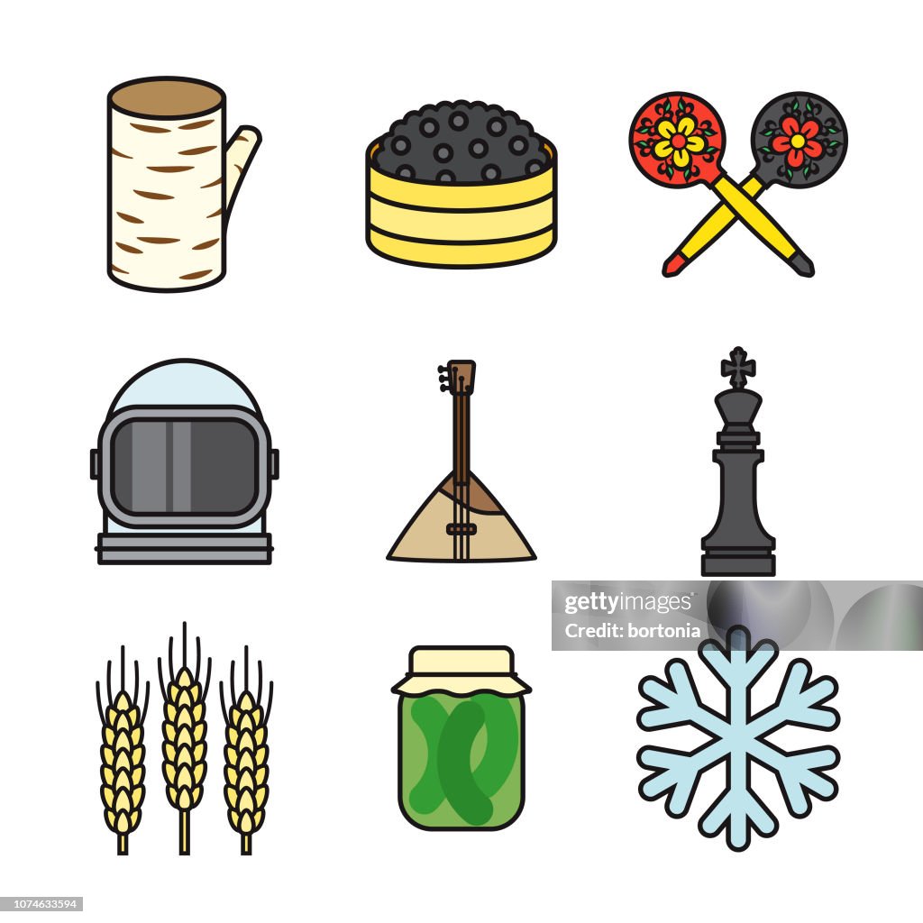 Russia Thin Line Icon Set