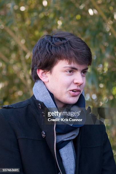 Skandar Keynes speaks during the Smithsonian's National Zoo Lion Cub naming ceremony at Smithsonian National Zoological Park on December 9, 2010 in...
