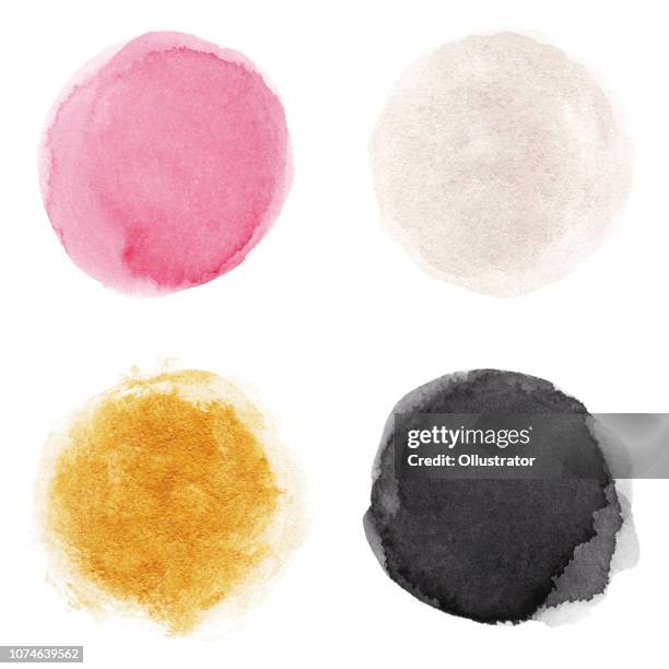 runde bunte aquarell flecken - aquarell fleck stock-grafiken, -clipart, -cartoons und -symbole