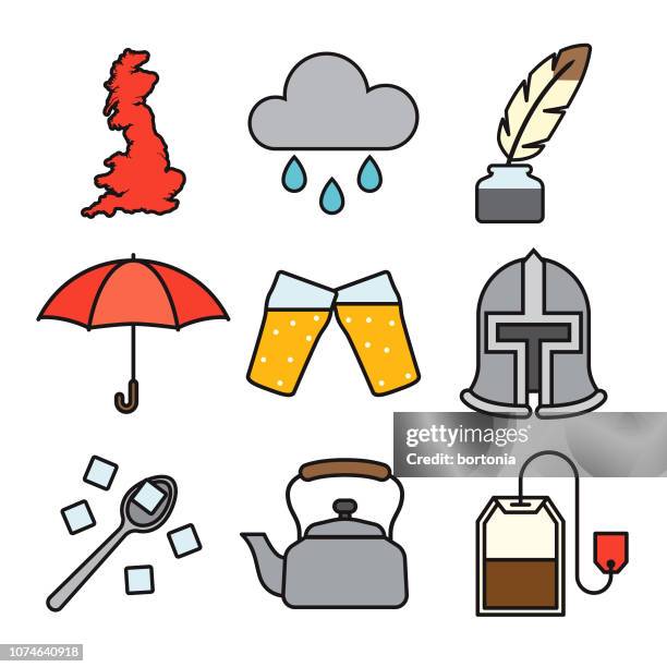 united kingdom thin line icon set - ink well stock illustrations