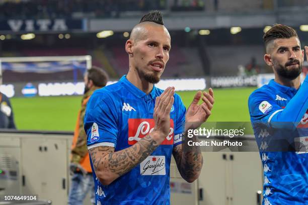 Marek Hamsik of SSC Napoli during the Serie A TIM match between SSC Napoli and Spal at Stadio San Paolo Naples Italy on 22 December 2018.