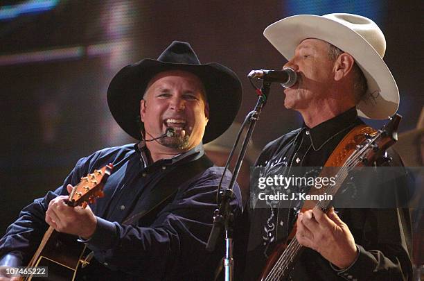 Garth Brooks performs "Good Ride Cowboy" during The 39th Annual CMA Awards - Garth Brooks Performs in Times Square at Times Square in New York City,...