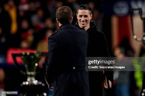 Gabi of Atletico Madrid, Fernando Torres of Atletico Madrid during the La Liga Santander match between Atletico Madrid v Espanyol at the Estadio...