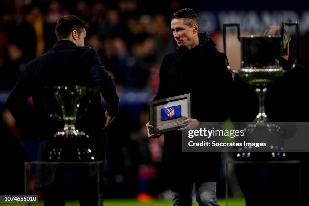 Gabi of Atletico Madrid, Fernando Torres of Atletico Madrid during the La Liga Santander match between Atletico Madrid v Espanyol at the Estadio...