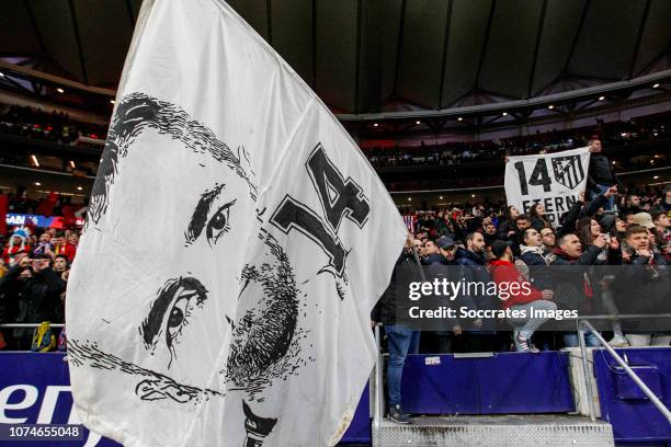 Gabi of Atletico Madrid, Supporters of Atletico Madrid during the La Liga Santander match between Atletico Madrid v Espanyol at the Estadio Wanda...