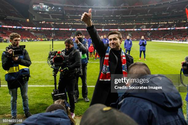 Gabi of Atletico Madrid, Supporters of Atletico Madrid during the La Liga Santander match between Atletico Madrid v Espanyol at the Estadio Wanda...