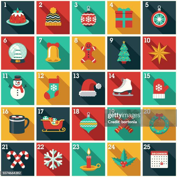 christmas advent calendar - warm clothing stock illustrations