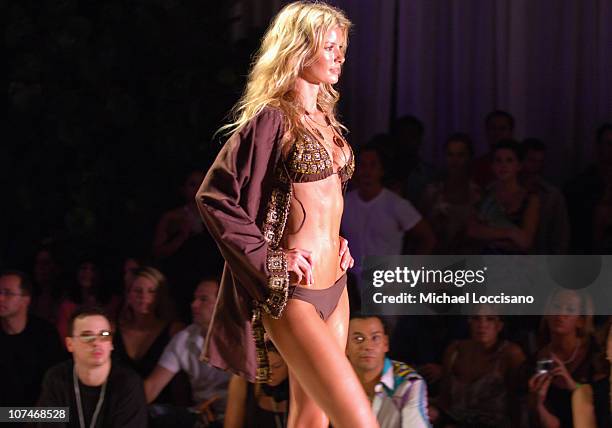 Marisa Miller wearing Inca during Sunglass Hut Swim Shows Miami Presented by LYCRA - Inca at Raleigh Hotel in Miami Beach, Florida, United States.