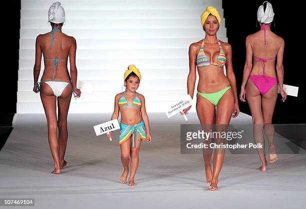 Models wearing Azul and Feriado Nacional 2006 during Sunglass Hut Swim Shows Miami Presented by LYCRA - Swimwear Association of Florida - Runway at...