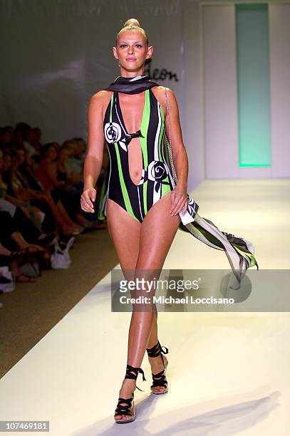 Model wearing Gideon Oberson during Sunglass Hut Swim Shows Miami Presented by LYCRA - Gideon Oberson - Runway at Raleigh Hotel in Miami Beach,...