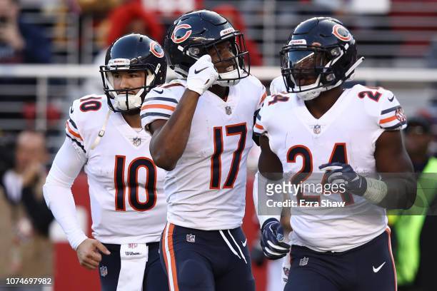 Anthony Miller of the Chicago Bears celebrates after scoring aisco 49ers during their NFL game at Levi's Stadium on December 23, 2018 in Santa Clara,...