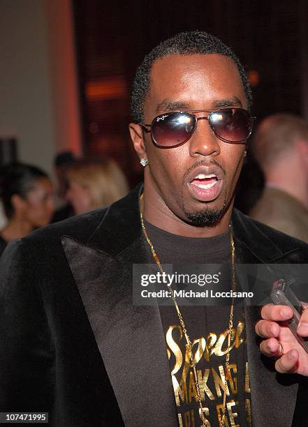 Sean "Diddy" Combs during 2005 MTV VMA - Sean "Diddy" Combs Elite 100 Party at Setai in Miami, Florida, United States.