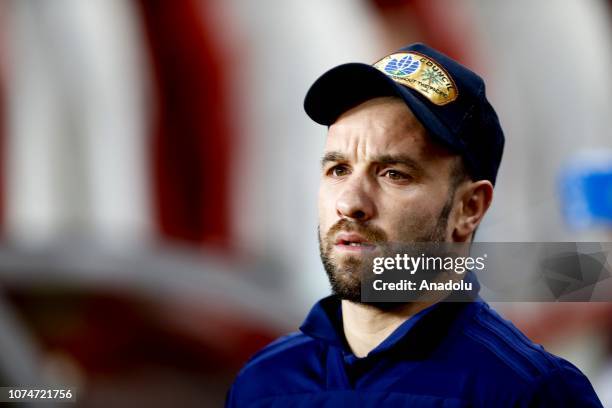 French player, Mathieu Valbuena of Fenerbahce is seen ahead of the Turkish Super Lig football match between Antalyaspor and Fenerbahce in Antalya,...