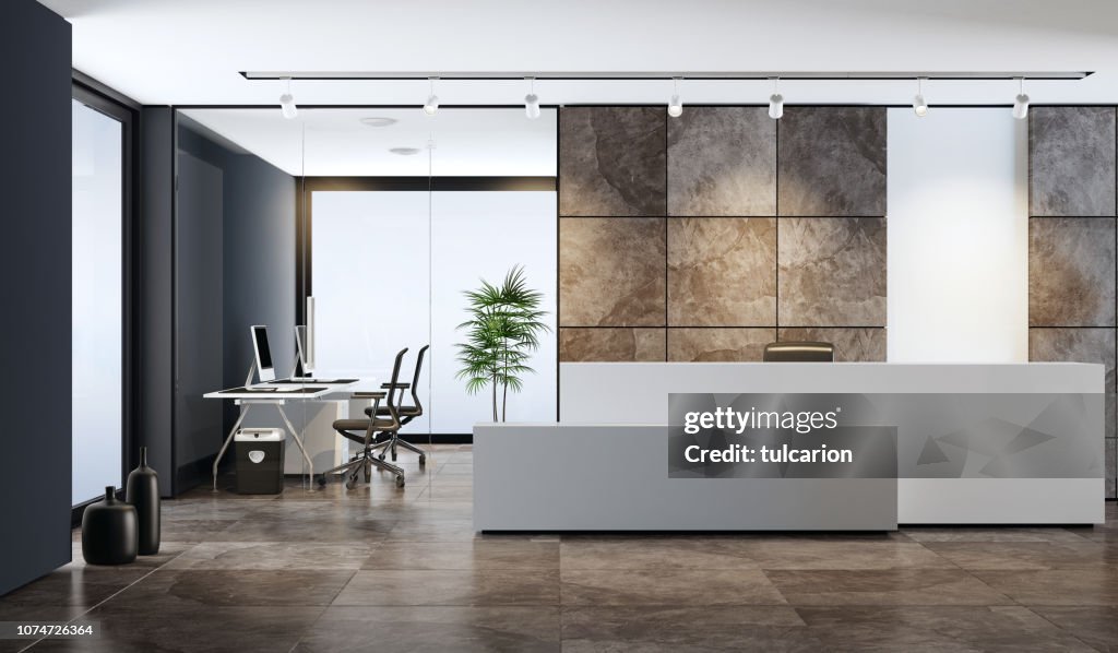 Contemporary Office Reception Area With Copy Space High-Res Stock Photo ...