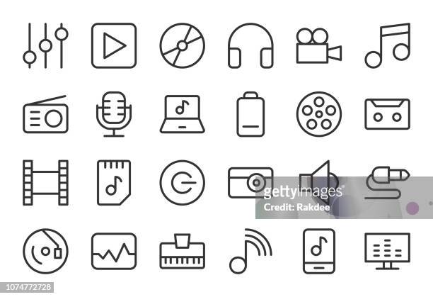 audio und multimedia - light line serie - keyboard player stock-grafiken, -clipart, -cartoons und -symbole