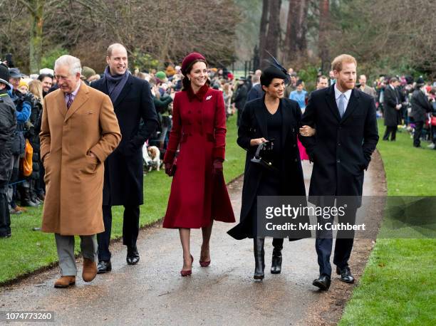 Prince Charles, Prince of Wales with Prince William, Duke of Cambridge, and Catherine, Duchess of Cambridge, Prince Harry, Duke of Sussex and Meghan,...