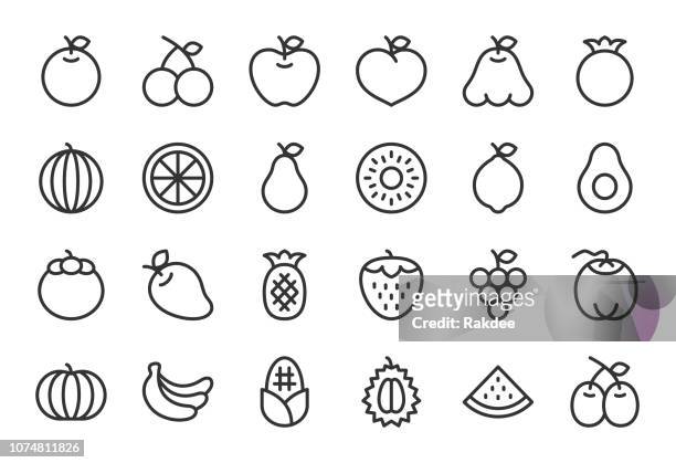 obst-symbol - light line serie - mango coconut stock-grafiken, -clipart, -cartoons und -symbole