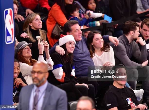 Laura Schirripa, Bria Schirripa, Steve Schirripa and Ciara Schirripa attend Milwaukee Bucks v New York Knicks game at Madison Square Garden on...