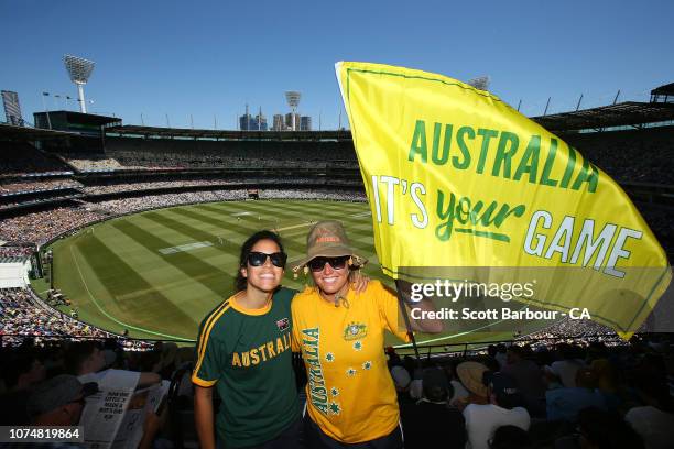 General view as cricket fans in the crowd show their support during day one of the Third Test match in the series between Australia and India at the...