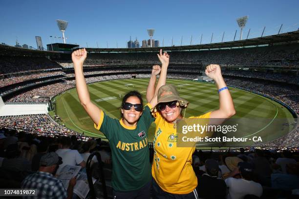 General view as cricket fans in the crowd show their support during day one of the Third Test match in the series between Australia and India at the...