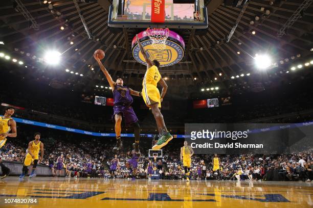 Kyle Kuzma of the Los Angeles Lakers shoots the ball against the Golden State Warriors on December 25, 2018 at ORACLE Arena in Oakland, California....