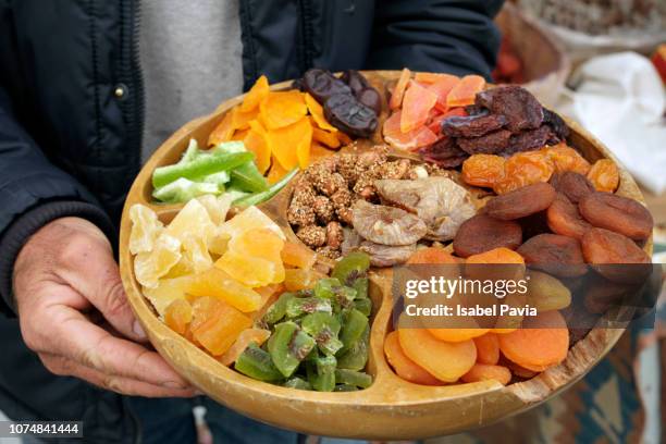 tray of candied fruits - cappadocia stock pictures, royalty-free photos & images