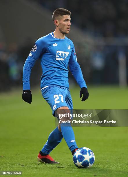 Andrej Kramaric of TSG 1899 Hoffenheim in action during the Group F match of the UEFA Champions League between TSG 1899 Hoffenheim and FC Shakhtar...