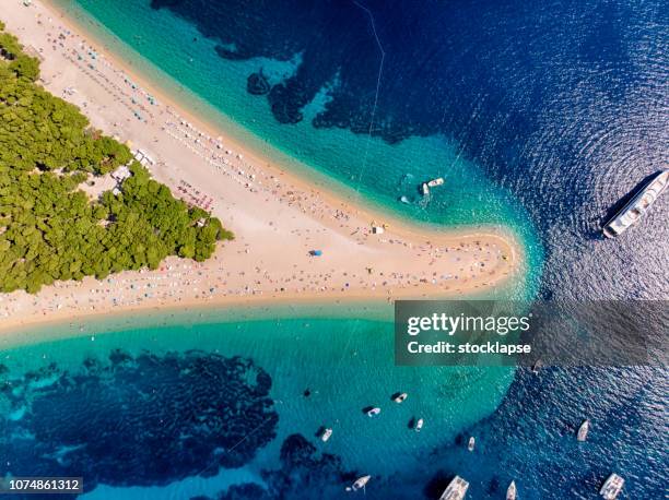 strand zlatni rat in bol, insel brac - split stock-fotos und bilder