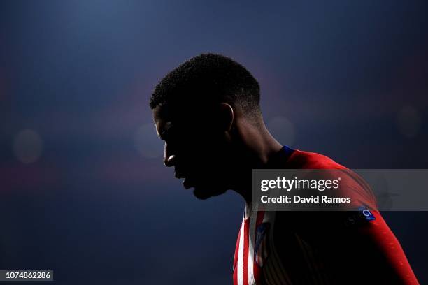 Thomas Lemar of Club Atletico de Madrid looks on during the Group A match of the UEFA Champions League between Club Atletico de Madrid and AS Monaco...