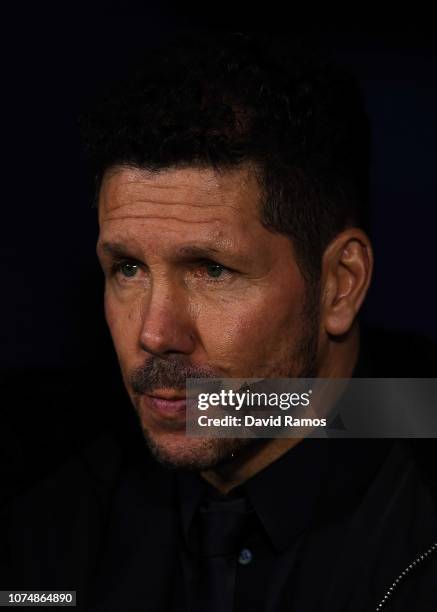Head coach Diego Pablo Simeone of Club Atletico de Madrid looks on during the Group A match of the UEFA Champions League between Club Atletico de...