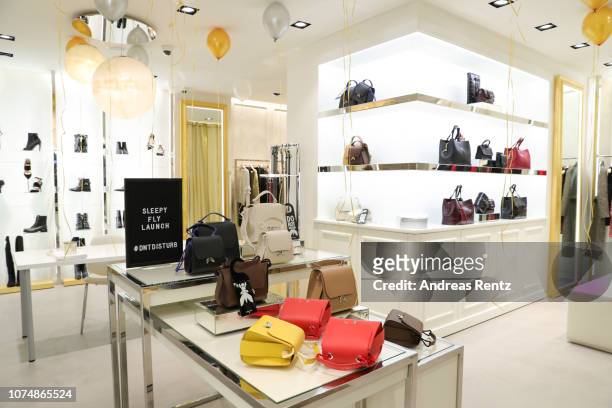 An interior view is pictured during the launch of the new 'Sleepy fly bag' at Patrizia Pepe boutique on November 29, 2018 in Frankfurt am Main,...