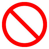 No sign - red thin simple, isolated - vector