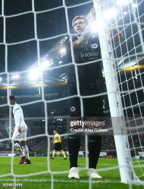 Marco Russ of Frankfurt reacts during the UEFA Europa League Group H match between Eintracht Frankfurt and Olympique de Marseille at...