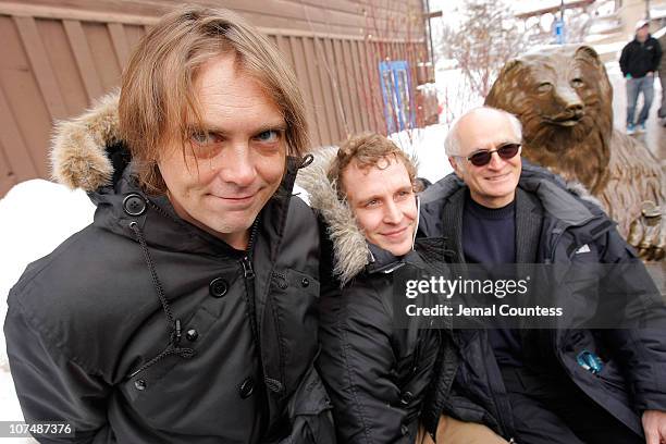 Maciek Szczerbowski, Chris Lewis and guest poses for a portrait at the premiere of "Sleepwalking" at the Eccles Theatre during 2008 Sundance Film...