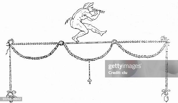 rope dancing satyr - german dancing stock illustrations