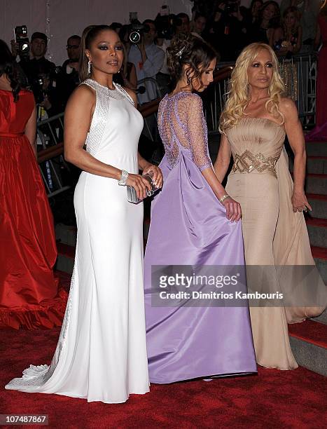Singer Janet Jackson, Allegra Versace and designer Donatella Versace attend the Metropolitan Museum of Art Costume Institute Gala "Superheroes:...
